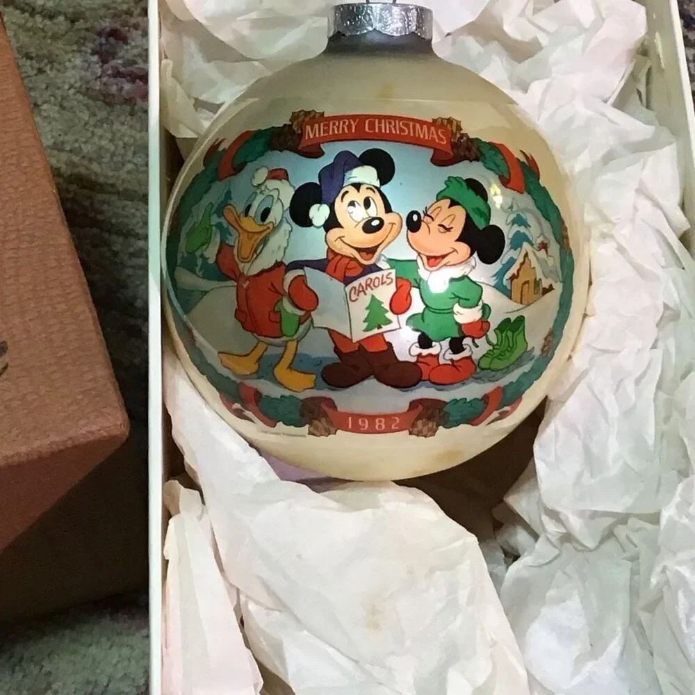 Vintage Disney Mickey Mouse, merry Christmas ornament with Patina, 1982